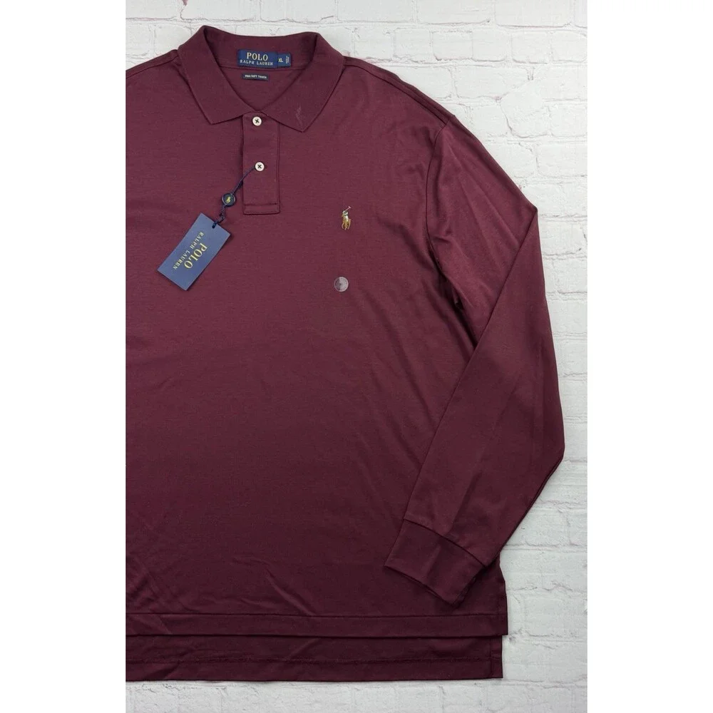 Polo Ralph Lauren Pima Soft Touch Polo Shirt Men's XL Burgundy Long Sleeve Pony
